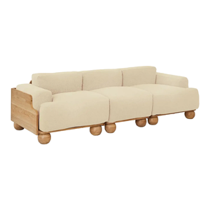 Customized Modern Luxury Solid Wooden Extendable <b>Convertible</b> 3 Seater Long <b>Sofa</b> With White Fabric For Home Hotel And Villa - Product Image 2