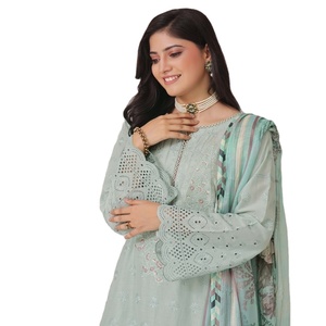 Belle robe Panjabi de pelouse trois pièces élégante pour les femmes indiennes et pakistanaises décontractées et de fête robe pakistanaise robes indiennes - Product Image 1