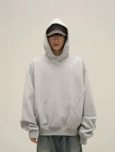 High Quality Oversized Drop Shoulder Hoodie Cotton Fleece No <b>String</b> Blank Streetwear <b>Top</b> For Unisex - Product Image 2