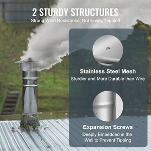 Tapa de chimenea de acero inoxidable 304 de 6 pulgadas para lluvia, resistente a todo clima, con tornillos reforzados, para tubos de escape, con aumento de 11.81 pulgadas - Product Image 4