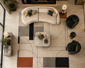 Alfombra de Lana de Lujo Abstracta Hecha a Mano, Alfombra Moderna de Diseño Arquitectónico para Sala de Estar, Tamaño Personalizado - Product Image 5