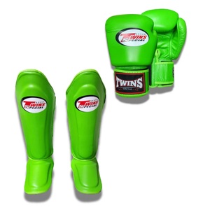 Twins MMA Boxing Gloves & Shin <b>Pad</b> Genuine Cowhide Leather Hook & Loop Closure Non-Slip Palm Adult Training Sparring Kit - Product Image 6