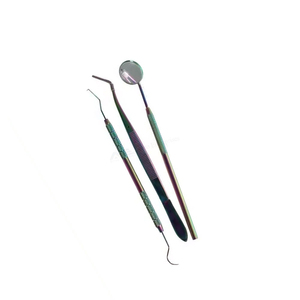 Kit d'examen dentaire 3 pièces en acier inoxydable, manuel, certifié CE, classe I, matériau de haute qualité, miroir, sonde et pince à prélèvement Power Grip - Product Image 3