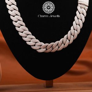 Charm Jewells Unisex Moissanite <b>Rope</b> <b>Chain</b> Necklace 925 Silver 14K Gold Plated IGI Certified Hip Hop Ball Statement Luxury Party - Product Image 1