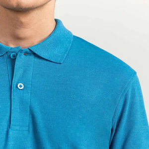 Premium OEM Custom Logo Business Golf <b>Classic</b> Sky Blue Solid Vintage Dobby Fabric Short Sleeve for T-Shirt Cotton Men's - Product Image 6