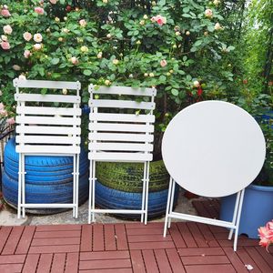 3-Piece Patio <b>Bistro</b> Set with <b>Foldable</b> Round <b>Table</b> and Chairs for Outdoor Entertaining - Product Image 4