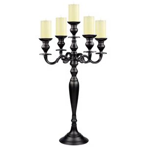Candelabro Decorativo de Metal Negro con 4 Brazos y Diseño de Hojas, Centro de Mesa Rústico para Decoración del Hogar - Product Image 5