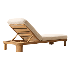 Chaise longue de jardin minimaliste en teck avec dossier réglable et coussin résistant aux intempéries, mobilier moderne pour hôtel et villa - Product Image 6