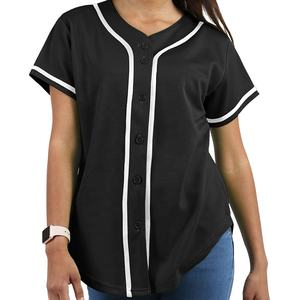 เสื้อยืดแขนสั้นมีกระดุมสำหรับเล่นเบสบอลของผู้หญิงเสื้อยืดแขนสั้นสไตล์ฮิปฮอปเล่นซอฟต์บอลเล่นกีฬาปรับแต่งได้สำหรับใส่ส่งเสริมการขาย - Product Image 1