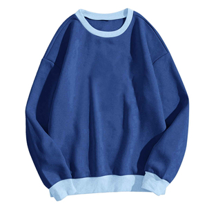 เสื้อสเวตเชิ้ตคอกลมทรงโอเวอร์ไซส์แบบยูนิเซ็กซ์ สีพื้น แต่งขอบสีครีม สไตล์ลำลอง สีน้ำตาลสำหรับฤดูใบไม้ร่วง - Product Image 6