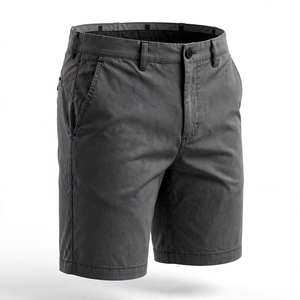 Shorts Bermuda Homme Gris Foncé Taille Mi-Haute Élastique Décontracté Couleur Unie Tricoté Imperméable Polyester/Coton avec Poches - Product Image 3
