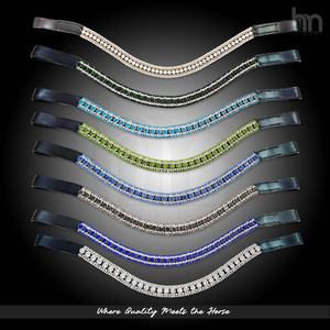 Fronture de Cheval en Cuir Véritable de Luxe, Forme en U, 5 Rangées, Ornée de Cristaux, Élégante, pour l'Équitation - Product Image 2