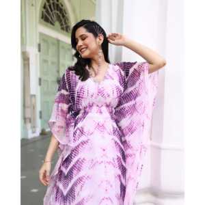 ชุดคลุมผ้าลาเวนเดอร์ย้อมสีแบบไท-ได ระบายอากาศได้ดี ไซส์ XS ทรงหลวมใส่สบายสำหรับพักผ่อน - Product Image 6