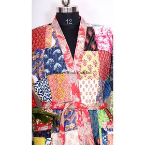 Elegant Boho Gift Quirky Silk Kantha Cotton short Length Patchwork Reversible <b>Kimono</b> <b>Jacket</b> Unisex Robes Handmade Casual <b>kimono</b> - Product Image 4