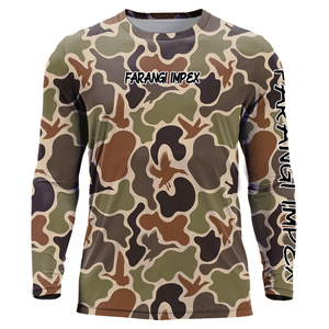 Vêtements pour hommes personnalisés pour la saison de la chasse aux canards en été, motif camouflage, col rond, manches courtes, jersey de chasse à col rond - Product Image 1