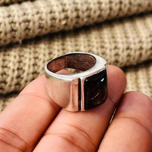 <b>Mens</b> Geometric Black Onyx Brass <b>Ring</b> <b>Silver</b> Plated Signet Bold Statement Wholesale <b>Ring</b> - Product Image 6
