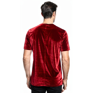 Men's Red Velour T-Shirt Summer Style Long Sleeve Velvet Tee Shirts Men Crew Neck Street Fashion Velvet TShirt Mens - Product Image 2