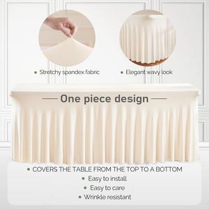 2 Packs Ivory <b>Rectangle</b> <b>Tablecloths</b> Perfect Fit for 6 Foot Tables - Product Image 2