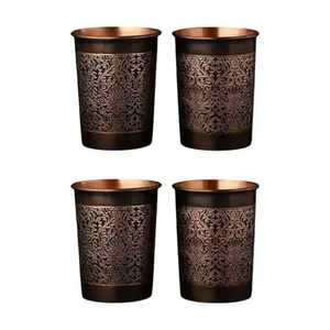 Verres à eau en cuivre pur, forme tonneau, martelés au centre, pour la restauration et l'hôtellerie - Product Image 2