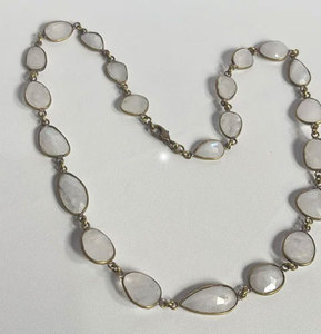 สร้อยคอทำมือจากโลหะผสมสังกะสีประดับด้วยพลอยมูนสโตนสีรุ้งทรงกลมขนาด 10-15 มม. ดีไซน์สปอร์ตสำหรับทุกเพศ เหมาะเป็นของขวัญ - Product Image 6