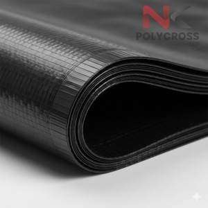 Bâche noire imperméable sur mesure avec coins renforcés et surface doublement laminée pour le transport de marchandises et la construction - Product Image 3