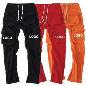 Pantalones deportivos casuales para hombre, cómodos, con bolsillos tipo cargo, cintura elástica, mezcla de algodón, pantalones de trabajo, pantalones resistentes. - Product Image 1