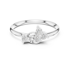 Anillo de oro macizo de 14k para mujer con diseño minimalista, diamante de corte redondo, ideal para regalo, compromiso, aniversario, boda. - Product Image 4