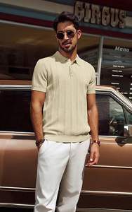 Camisas Polo para Hombre, Manga Corta, Tejido Texturizado, Cuello Acanalado, Estilo Casual para Golf - Product Image 2