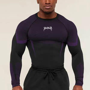 YOUNGOLP <b>Men's</b> <b>Long</b> <b>Sleeve</b> Compression <b>Shirt</b> Black <b>Red</b> Sporty Fit Neck Quick Dry Knitted Summer Wear Camouflage Anti-Pilling - Product Image 4