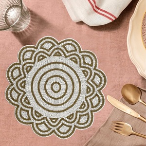 Les-Ottomans Seahorse Beaded Placemat Pinwheel Bliss Placemat Design Placemat by Saro Lifestyle Shamrock Coquette Bow - Product Image 6