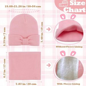 Conjunto de 3 Piezas de Gorro, Bufanda y Guantes de Punto para Niñas, Color Rosa con Lazo, Acrílico, Conjunto Abrigado para Niños - Product Image 4