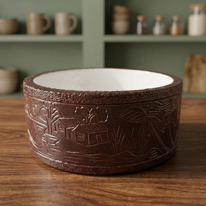 Modern Ceramic Vessel Sink Brown Square Oval Artistic Countertop Bathroom Vanity Wash Basin Bowl - Product Image 1
