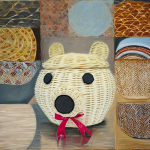 Handwoven Bear-shaped Round Organizer Eco-friendly Decorative Box for Stationery Makeup and Accessories - Product Image 6