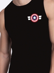 เสื้อกล้ามสีดำสำหรับผู้ชาย พิมพ์ลายโลโก้ด้านหน้า คอกลม ผ้าฝ้าย ระบายอากาศได้ดี เหมาะสำหรับออกกำลังกาย - Product Image 5
