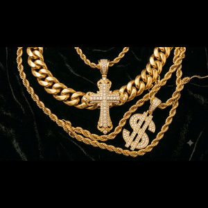 Iced Out Moissanite <b>Pendant</b> Chain Set Gold Plated <b>Cross</b> Star Key Charm Jewelry for <b>Men</b> Women - Product Image 1