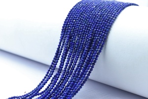 Perles Rondelle à facettes en Lapis Lazuli naturel 3mm perles de Lapis taillées à la machine pour la fabrication de bijoux - Product Image 4