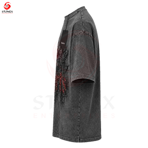 Camiseta de hombre con lavado ácido, estilo vintage, de algodón, corte holgado, premium, informal, moda urbana, manga corta, top de verano, antiencogimiento - Product Image 3