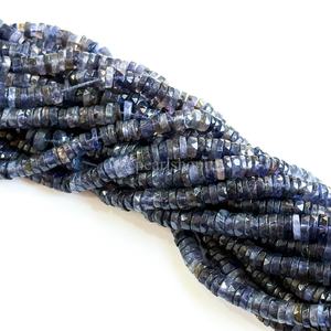 ลูกปัดไอโอไลต์ทรงเหลี่ยมธรรมชาติขนาด 5 ถึง 6 มม. สีน้ำเงิน รูปทรงยางรถยนต์ ลูกปัดพลอยหลวมสำหรับทำเครื่องประดับ ขายส่ง - Product Image 6