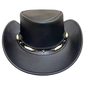 Nouveaux chapeaux de cowboy unisexes en cuir 100% pour la vente en gros 2026, chapeau de cowboy en cuir imprimé sur mesure de qualité supérieure - Product Image 1