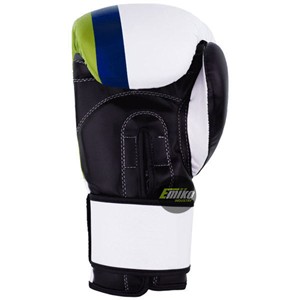 Emiko Industry Custom <b>Boxing</b> <b>Gloves</b> <b>White</b> Green Blue PU Leather Velcro Closure Adjustable Wrist Strap Adult Unisex <b>Boxing</b> <b>Gloves</b> - Product Image 5