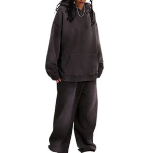 Ensemble de survêtement personnalisé vert sauge imprimé, en molleton de coton, avec pantalon évasé, style décontracté aux proportions urbaines discrètes - Product Image 5