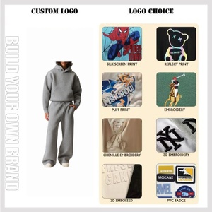 Custom Luxury Branded <b>Men</b> <b>Pullover</b> Hoodie Set High Quality 100% Cotton Sweatshirt Set Collar Oversized Tracksuits Streetwear - Product Image 2