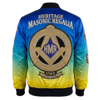 Regalia maçonnique Hiver Unisexe en Satin Col Montant Broderie Logo Avant Respirant Coupe-Vent Service OEM