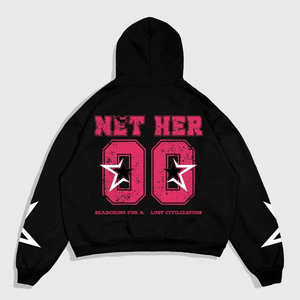 Sudadera con capucha Cyber Y2K para hombre, con cremallera, estampado gráfico de calavera gótica, detalle de estrella rosa en la manga, estilo urbano, corte holgado, tejido grueso - Product Image 2
