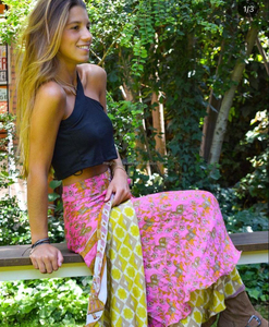 Women's Casual Boho <b>Wrap</b> <b>Around</b> Long <b>Skirt</b> Recycled Silk Adjustable Waist Bohemian Style Women <b>Skirt</b> for Beach Wear - Product Image 6