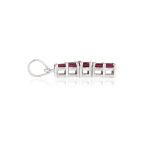 Pendentif géométrique minimaliste en barre verticale avec rubis naturel taille princesse et taille ronde, pierre de naissance de juillet, bijou unisexe pour usage quotidien - Product Image 5
