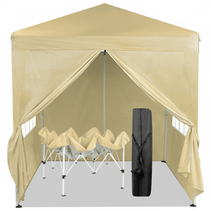 Tenda Pieghevole ad Angolo Retto Colore Kaki 6.5X6.5FT, Pratica e Impermeabile con Due Porte e Due Finestre per Campeggio e Avventure all'Aperto - Product Image 3