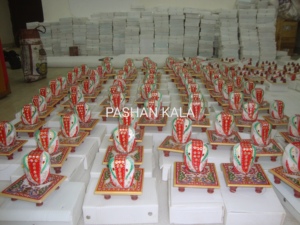 แฮนด์เมดสวยหินอ่อนสีขาวบริสุทธิ์ทำ Chowki Lakshmi Mata และพระพิฆเนศพระเจ้าจินั่งรูปปั้นสำหรับบูชา - Product Image 5