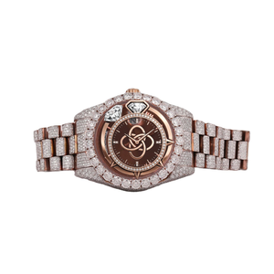 Reloj de Diamantes Premium Estilo Hip Hop para Hombre, Brazalete con Incrustaciones de Moissanita, Reloj de Lujo en Oro Rosa y Plata - Product Image 2