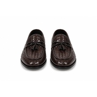 Mocassins en cuir véritable respirants pour hommes LEATHER STUDIO, à bout pointu, semelle en caoutchouc, logo embossé, chaussures élégantes à pampilles – Vente en gros